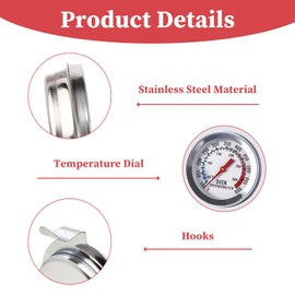2PCS Stainless Steel Oven Thermometer, Oven Thermometers with Large Dial, Dual-Scale 50-300°C/100-600°F, Hang or Stand in Oven, for Gas Electric ovens, Pizza Oven Accessories Oven,Kitchen Essentials