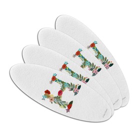 Letter H Floral Monogram Initial Double-Sided Oval Nail File Emery Board Set 4 Pack