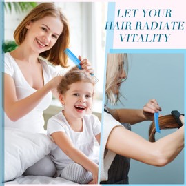 3 Pack Carbon Lift Teasing Combs with Metal Prong, Salon Teasing Back Combs Carbon Comb with Stainless Steel Lift (Blue)