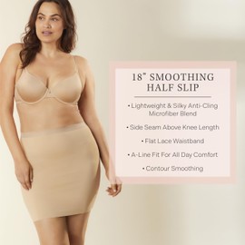 Jones New York Women's Silky 18 Above Knee Smoothing Half Slip, Mocha, X-Large