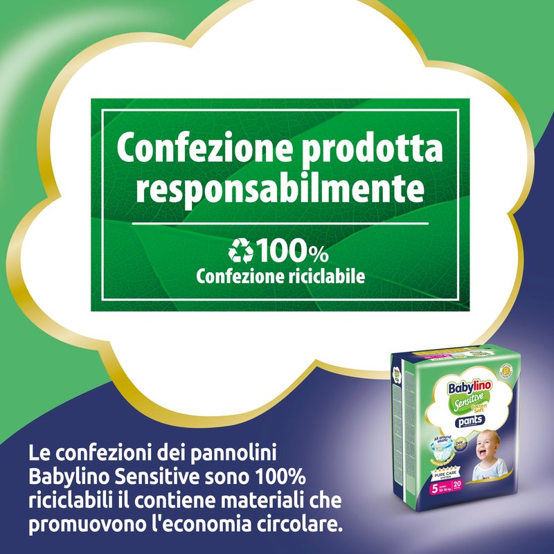 Babylino Sensitive Cotton Soft Nappies Size 5 Pants Junior (10-16