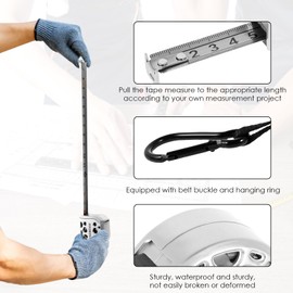 Stainless Steel Hollow Retractable Tape Adjustable Length Precise Easy to Use Retractable Tape Portable Efficient Robust Measuring Tape Stable Retractable Tape Suitable for Woodworking (7.5 Meters)