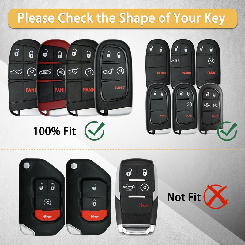TPU Key Fob Cover Compatible with Jeep Grand Cherokee/Dodge Charger/Challenger/RAM