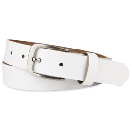 Frentree Leather Belt Made in Germany, Belt for Men and Women, 3 cm Wide, Various Colours, White
