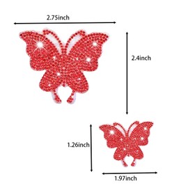 8PCS Bling Car Stickers, Crystal Rhinestone Butterfly Decals, Shiny Automotive Interior Exterior Sticker for Women, Universal Decoration for Car Body Bumper Window Laptop (Red)