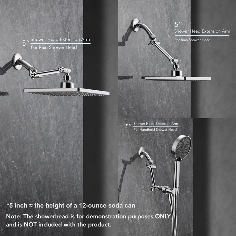 5 Inch Adjustable Shower Head Extension Arm, With Locking Set