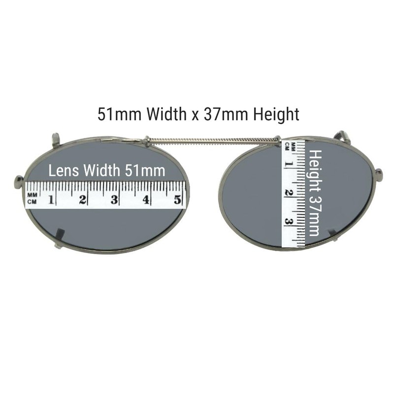 Oval Non Polarized Gray Lens Clip On Sunglasses (Lite Pewter
