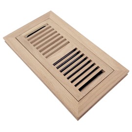 Homewell Red Oak Wood Floor Register, Flush Mount Vent with Damper, 4x10 Inch, Unfinished