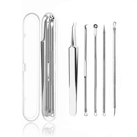 Blackhead Remover Tool Set, 5 PCS Curved Tweezer Blackhead Removal Tools, Pimple Spot Popper Removal Tool