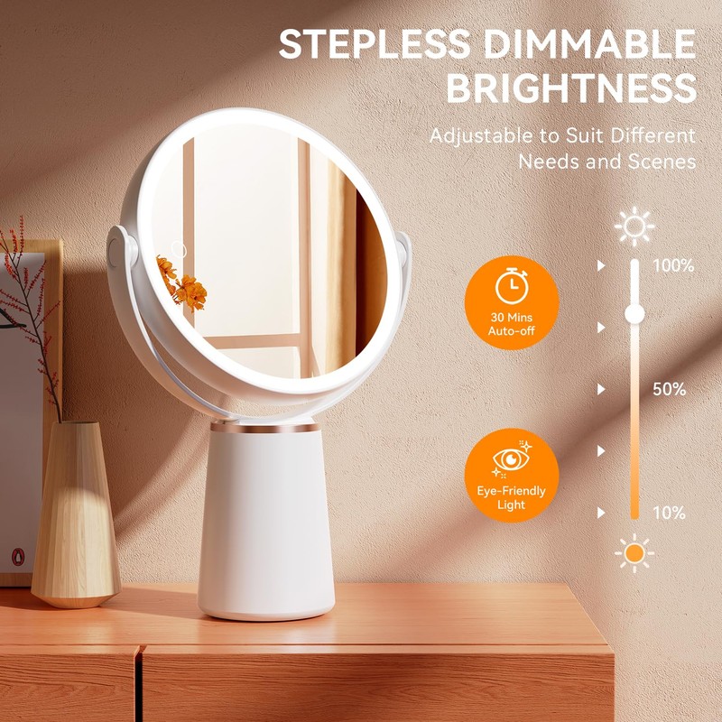 Auxmir Makeup Mirror with Lights, Double Sided 30X/1X Magnifying Mirror,