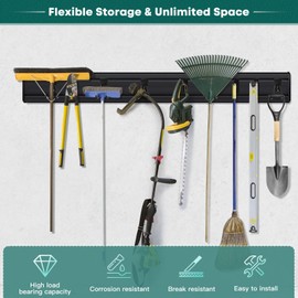 Alffun 6-Pack Slatwall Panels 6" H x 16" L, PVC Garage Wall Organizer, Adjustable Slat Wall Paneling with End Caps, No Cutting, Fit for Small Spaces, Easy Installation, Black