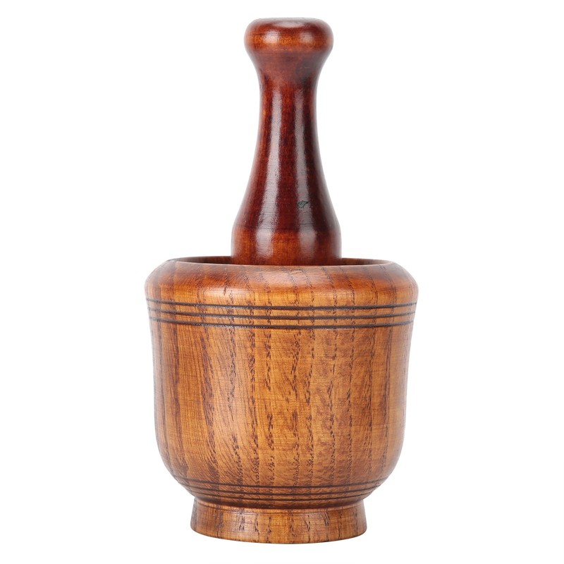 Wooden Grinding Bowl Household Kitchen Manual Garlic Ginger Spices Grinder