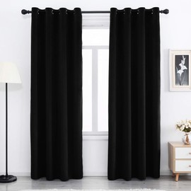 SPXTEX Black Velvet Blackout Curtain, 120 inches Long, Grommet, Set of 2, Heat Insulated, Thermal, for Bedroom