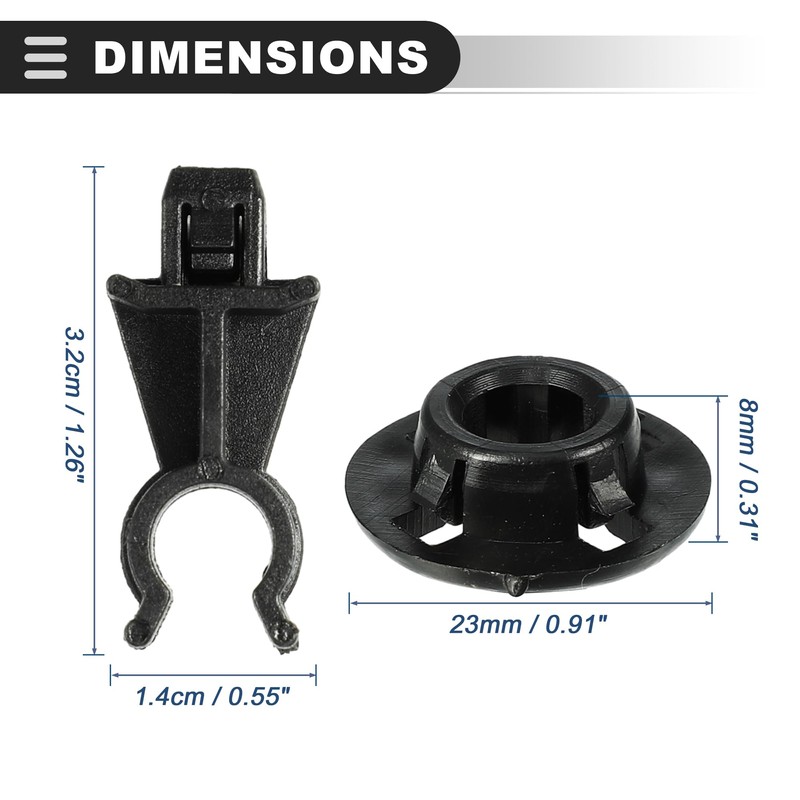 Motoforti Hood Prop Rod Clip Retainer,for Nissan Navara D40,Plastic,Black,2 pcs