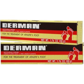 Derman Cream for The Treatment of Athlete's Foot, 2-Pack of 1.76 Oz Each, 2 Tubes