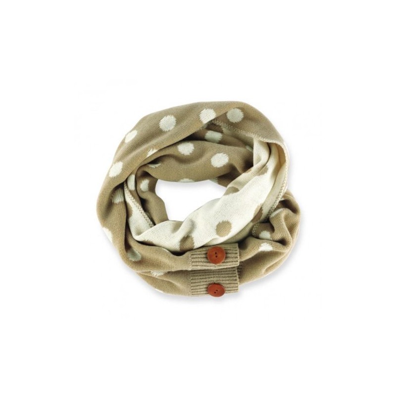 Dot Convertible Infinity Scarf (Oatmeal/Pearl) by MudPie