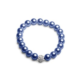 Knotted pearl necklace, pearl bracelet, pearl earrings, set, Stainless Steel, blue