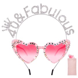 Lingdeer Fabulous 40 Birthday Sunglasses with Crown, 40th Birthday Gifts Decorations for Women, Birthday Glasses Headband Tiara