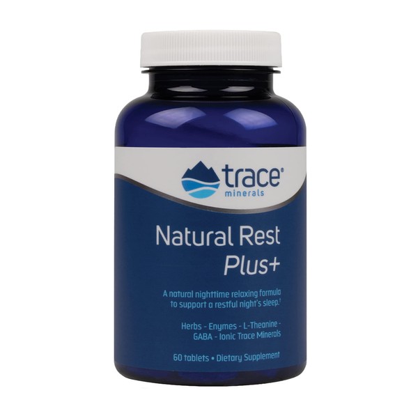 Trace Minerals | Natural Rest Plus Dietary Supplement | Night Time Relaxing Formula to Support a Restful Night's Sleep | Herbs Enymes L-Theanine GABA | 60 Tablets, 30 Servings