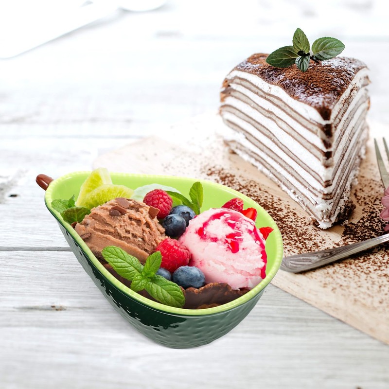 Cabilock Avocado Shaped Ceramic Bowl for Salad Fruits Desserts and
