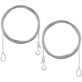 DFsucces Set of 2, Drop Prevention Wire, Sling with Hooks, Adjustable Stainless Steel Wire, Picture Rail, Wire Hooks, Security Wire, Stainless Steel, Diameter 0.6 inch (1.5 mm), Length 59.1 inches (150 cm), Drop Prevention, Earthquake Prevention, Posters