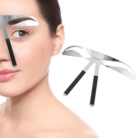 UPIQNG Eyebrow Ruler Three-point Positioning Eyebrow Stencil Stainless Steel Eyebrow Drawing Aid Eyebrow Measurement Balance Extension Ruler Makeup Accessory (Classic shape)
