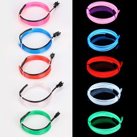 Sunboia 10x1m Neon Beleuchtung EL Draht Lichtschlauch Leuchtschnur EL Kabel Wire kühles Licht mit 3 Modis für Partybeleuchtung Weihnachtsbeleuchtung Blau rosa weiß Grün rot