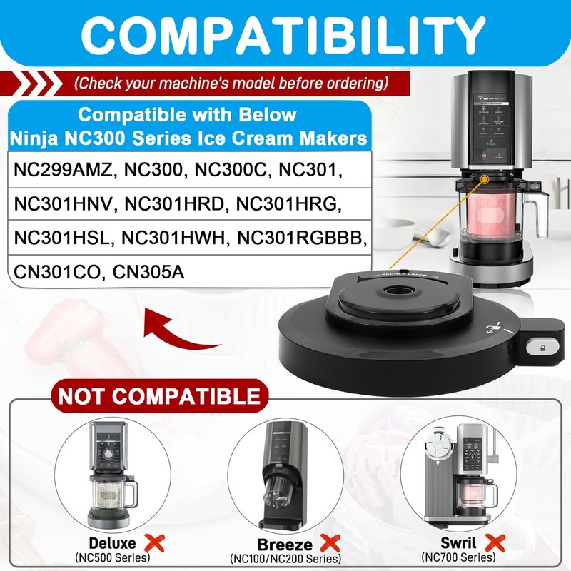 Outer Bowl Lid for Ninja Creami nc301 Ice Cream Maker,