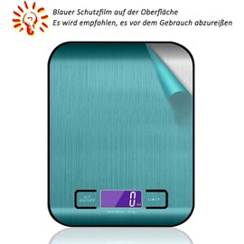 Viboos Digital Kitchen Scale, 5 kg High-Quality Stainless Steel Electronic Cooking Scale, Stylish Ultra Thin Food Scale, Electronic Cooking Scales for Home and Kitchen with LED-Display