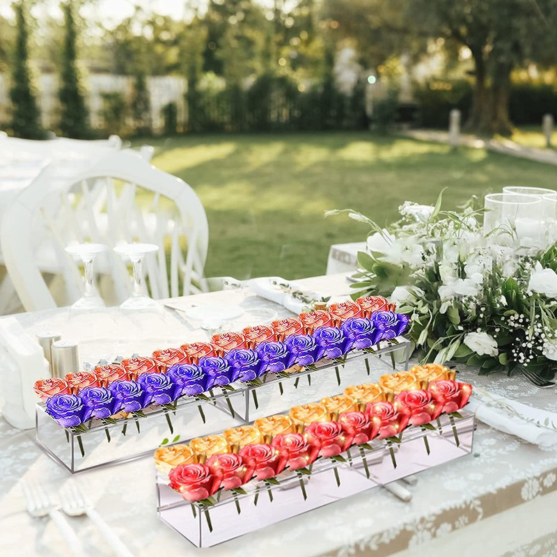 Acrylic Flower Vase Clear Rectangular Centerpiece Box Home Decoration for