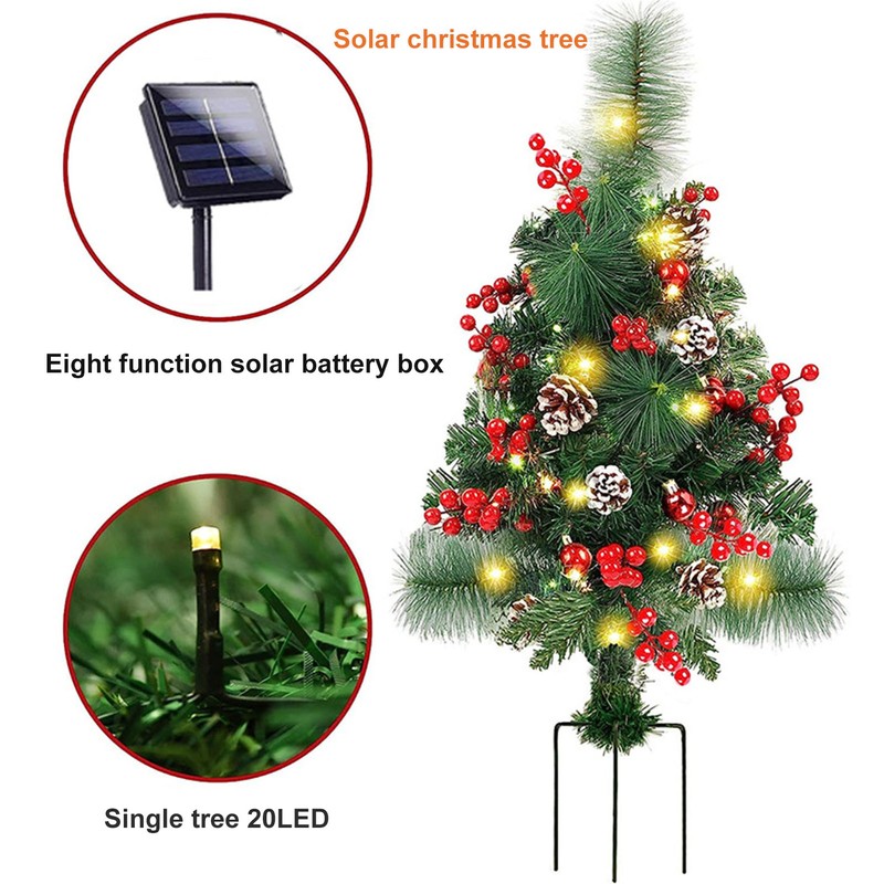 Solar Christmas Tree Garden Stake Lights Outdoor Christmas Tree Lighted