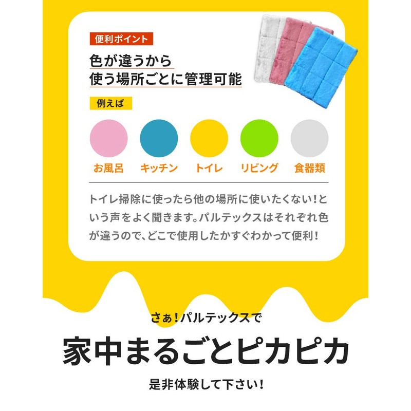 PARTEX Normal Type 3-Piece Set (Yellow/Pink/Blue) Original Dirty Cloth, Duster,