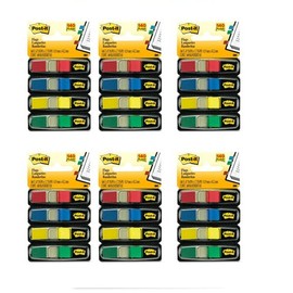 Post-it Flags, Assorted Primary Colors, 1/2", 4-Dispensers/Pk, 6 Pack (683-4)