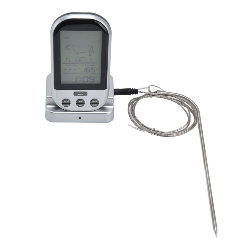 Wireless Thermometer Timer Overtime Alarm Function Practical Temperature Meter for