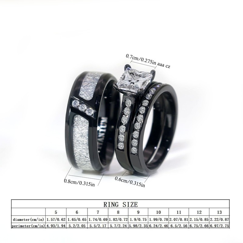 lvrong Couple Rings His Her Wedding Ring for Him and