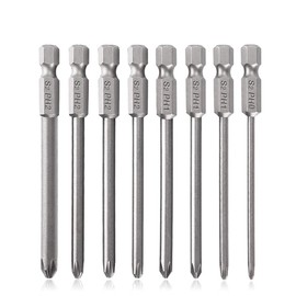 Saipor 8-Piece 75 mm Long Phillips Screwdriver Bits Set S2 Steel Phillips Head Bit 6.35 mm (1/4 Inch) Hex Shank Magnetic Screwdriver Bit Set PH0 PH1 PH2