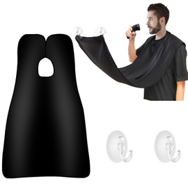 KHAOP Shaving Bib Waterproof Bib Beard Apron Shaving Apron Bib Shaving Trimming Bib with 2 Suction Cups for Men's Facial Trimming Grooming Cutting Perfect Grooming Gift or Men's Birthday Gift - White
