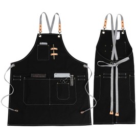 Vantoo Chef Kitchen Denim Apron with Pockets for Men and Women (43-Black)