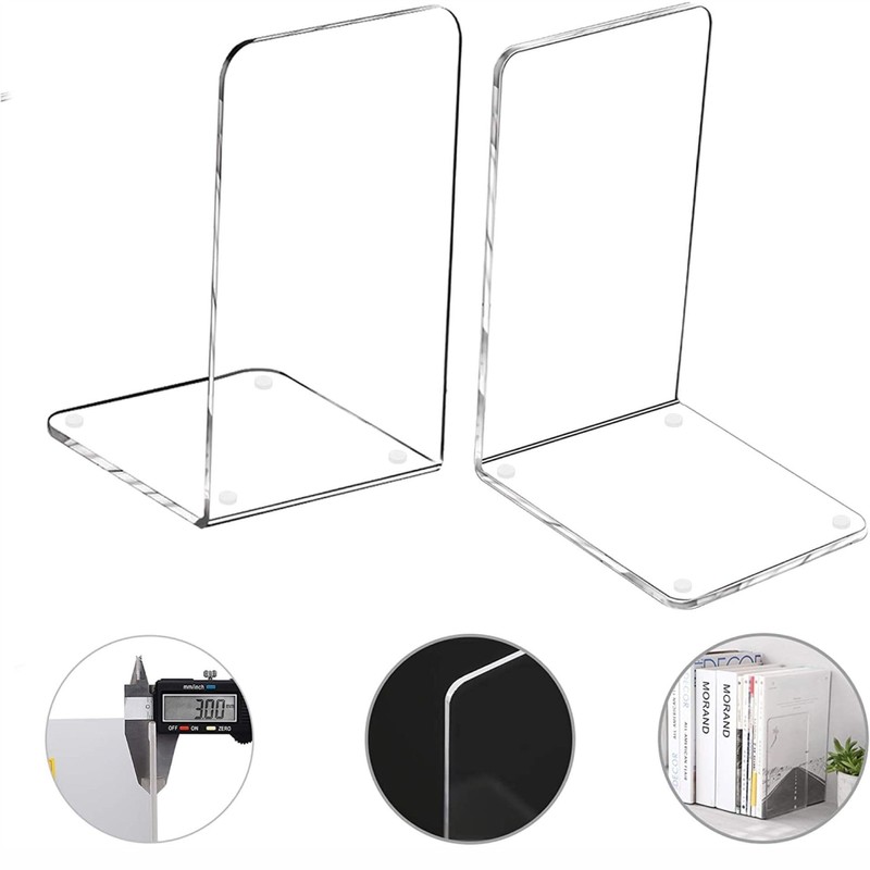 Bookends Acrylic Book Ends Clear Book Ends for Shelves Decorative