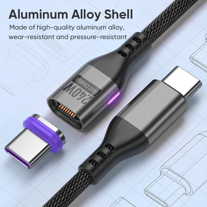 i! - 1,8m 240W Nylon Magnet USB C Schnellladekabel Datenkabel