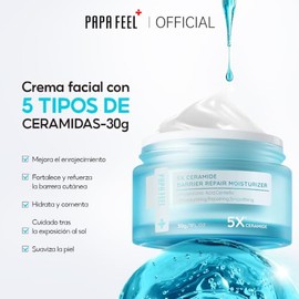 Ceramida 5X Crema Básica Calmante y Reparadora Refuerzo de la barrera cutánea, reparación de la piel, reducción del enrojecimiento, hidratante Con Cen