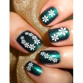 Nail Art 3D Stickers Decals Gold & Delicate Bridal White Flowers and Butterflies ♥ Set of 10