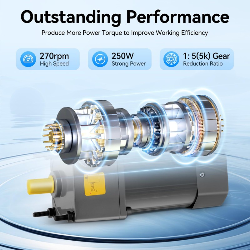 BJTDLLX Variable Speed Motor, 250W 5K Gear Motor + Reducer