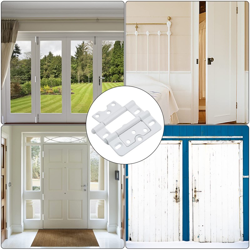 Worldity 10 Pack White Shutter Hinges,3 Inch Non Mortise Hinge,