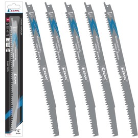 EZARC R1231GS Sabre Saw Blades, Set of 5, for Wood, Accessories, for Quick Cuts, 300 mm, 5TPI