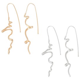 UNICRAFTALE about 2 Pairs 2 Colors Irregular Geometric Line Statement Ear Cuffs Earrings Metal Spiral Earrings Cartilage Climber Earrings Ear Jewelry for Women Valentine'S Day Gift