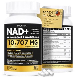 Suplemento NAD liposomal 10,707 mg alternativa extra fuerte NMN + té verde para mujeres y hombres con urolitina A, resveratrol, CoQ10, ácido alfa lipo