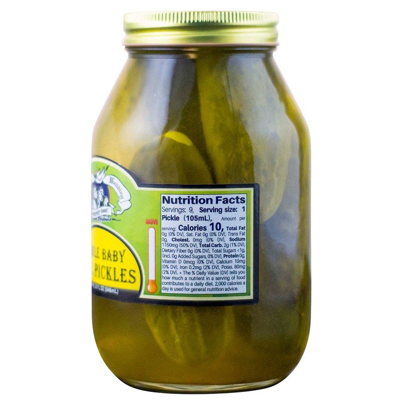 Amish Wedding Foods Whole Baby Dill Pickles, TWO 32 oz.