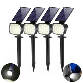 hyrion hyrion Solar Spotlight Outdoor Waterproof Ip65 23 LED 3 Lighting Mode 2-in-1 Solar Powred Yard Spot Lights for Garden Tree Law Pathway 4 Pack Cool White