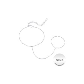 IEFWELL S925 Sterling Silver Hand Chain Bracelet for Women - Sequins Finger Rings Bracelets Hand Chain for Women, Dainty Sterling Silver Jewelry Gifts for Women